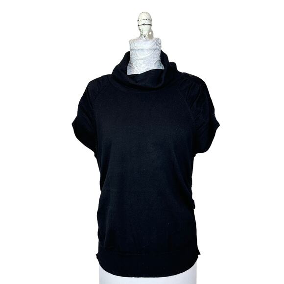New Directions Cowl Neck Ruched Sides Knit Short Sleeve Sweater Women Large - Picture 1 of 6